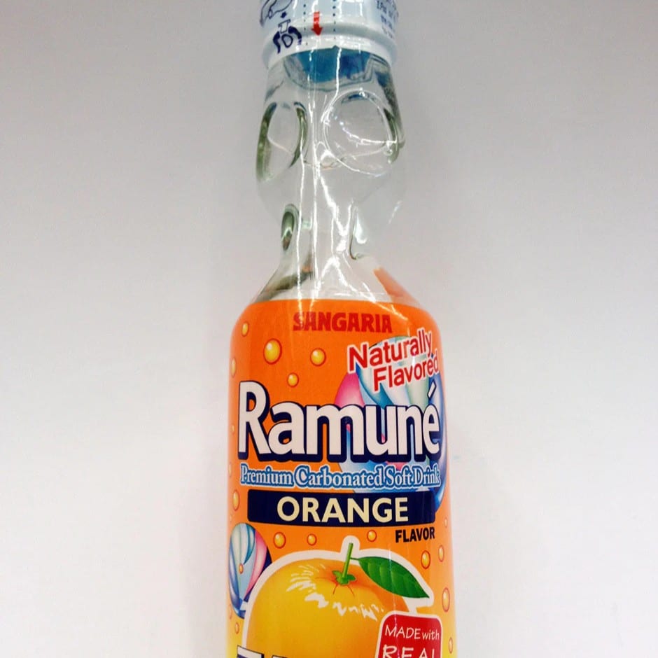 Japanese Ramune Orange Soda.