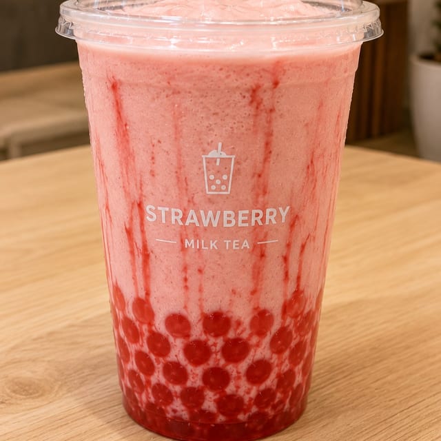 Strawberry Milk Tea Frappe.