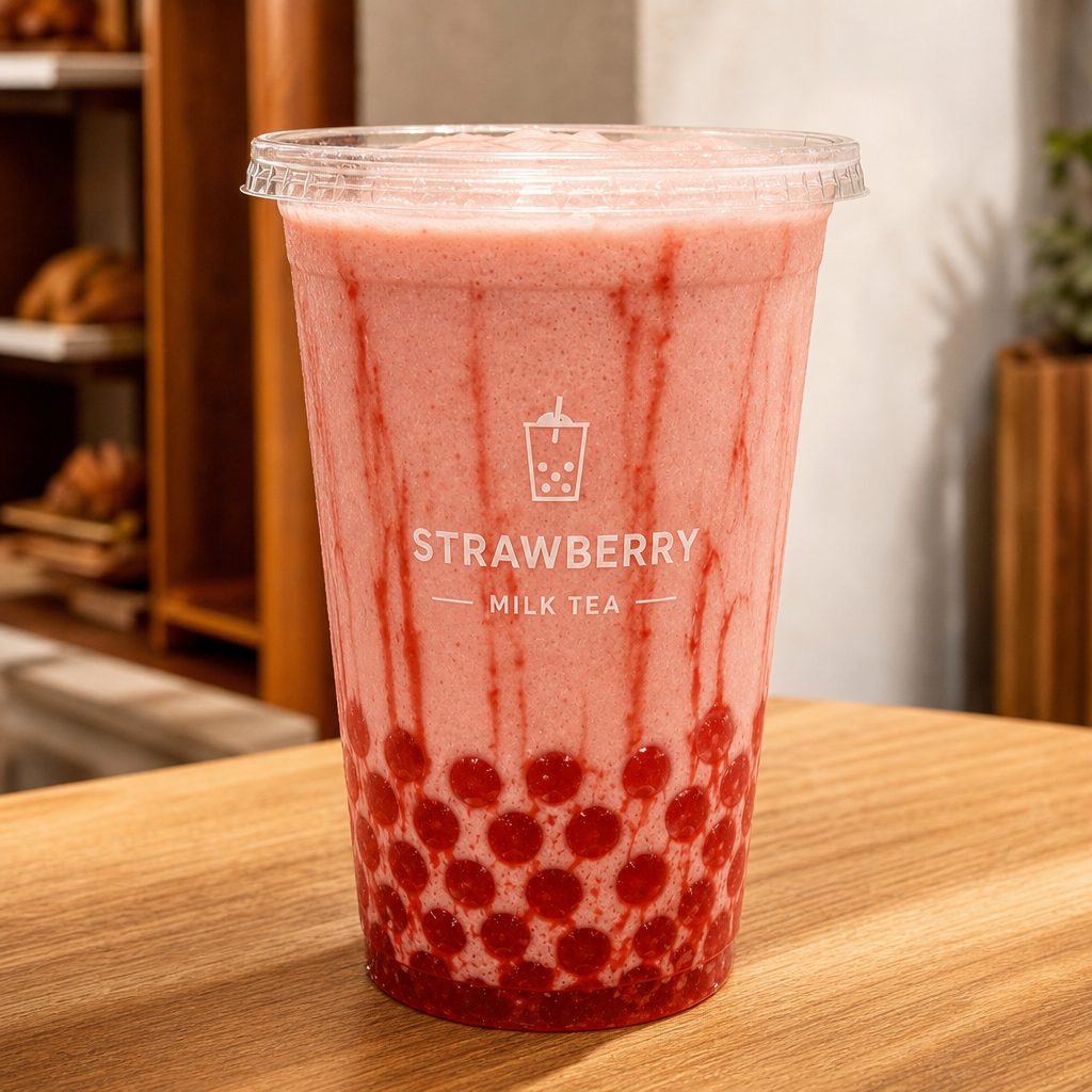 Strawberry Milk Tea Frappe.
