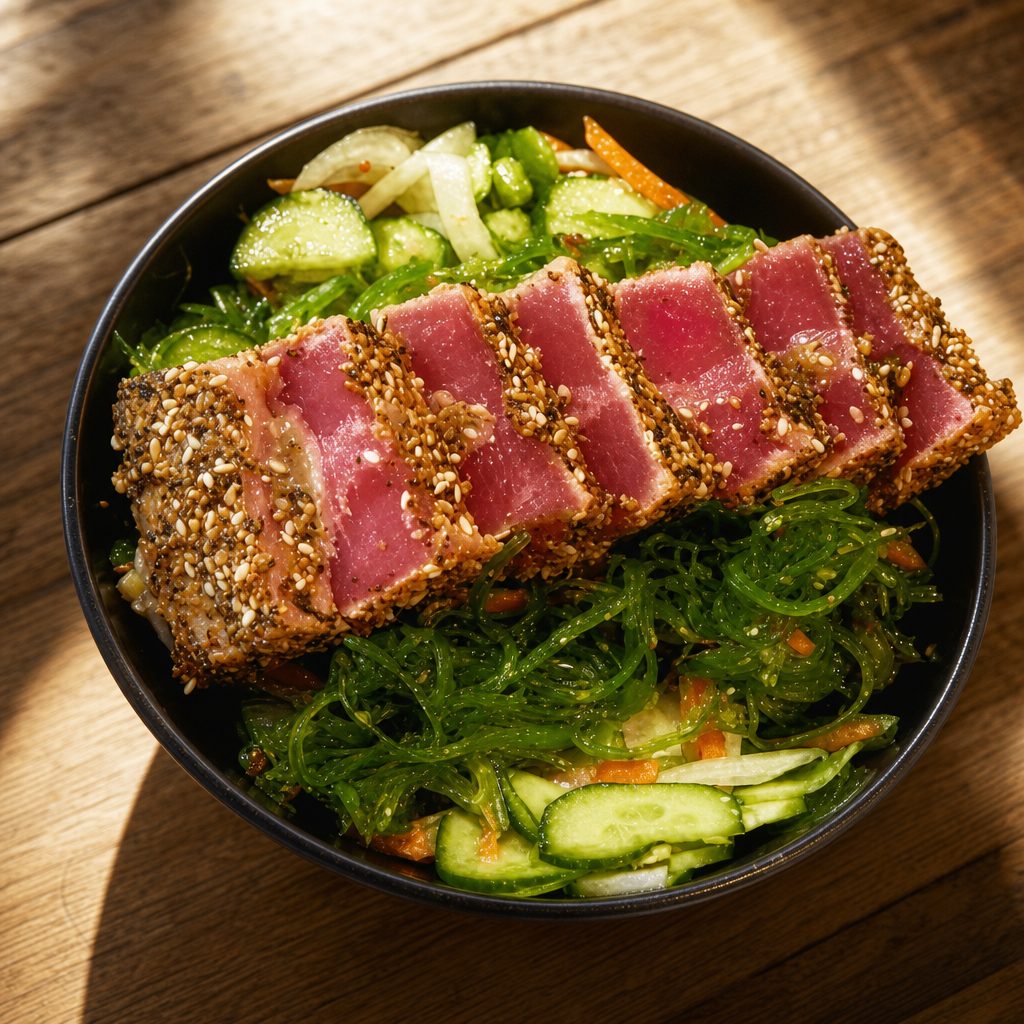 Tuna Tataki Salad Bowl.