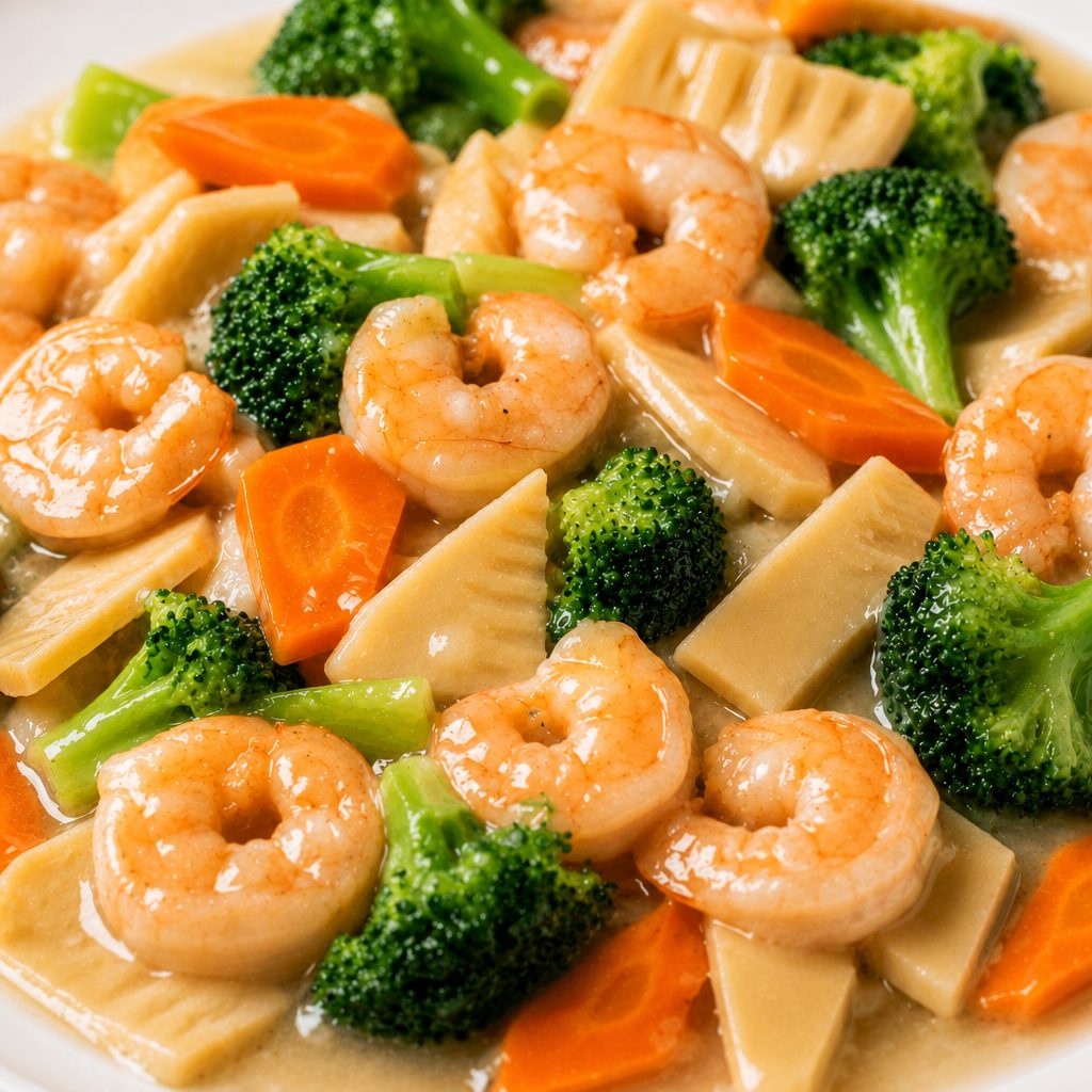 Shrimp with Fresh Broccoli.