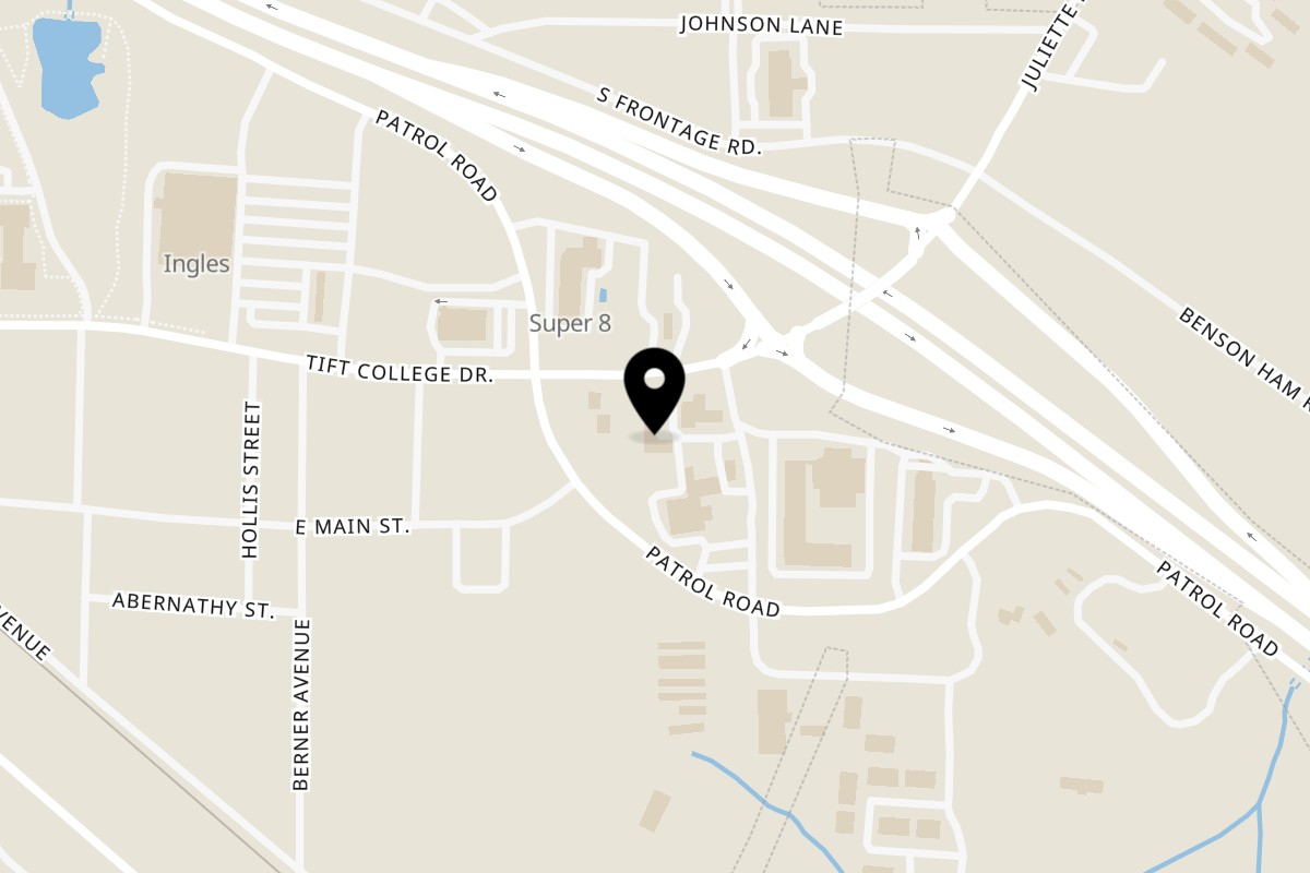 Map showing the location of Hong Kong Palace Asian Restaurant on 465 Tift College Dr in Forsyth